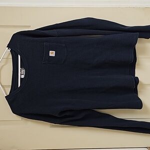 Navy Carhartt Waffle Long Sleeve Top